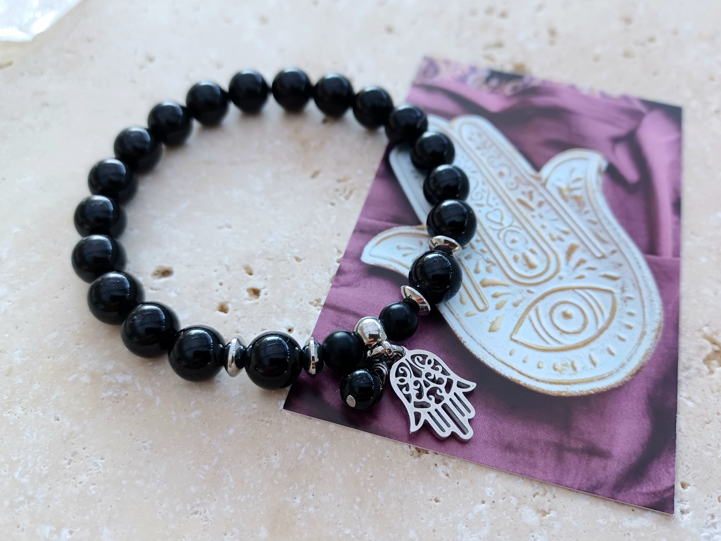 Armband Hand der Fatima (schwarzer Turmalin)