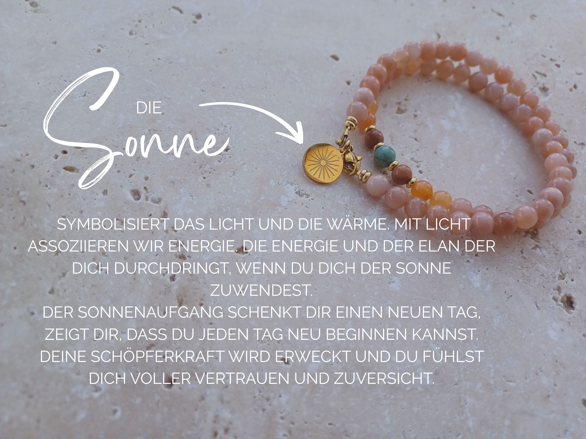 Kette Sonne Mondstein Aventurin Verst.-Holz Türkis)