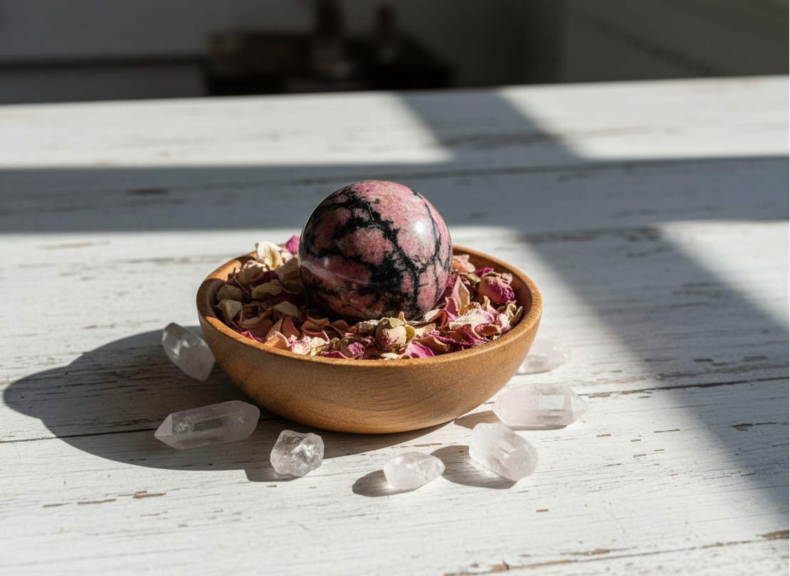 Rhodonit Kugel - Liebe und Mitgefühl