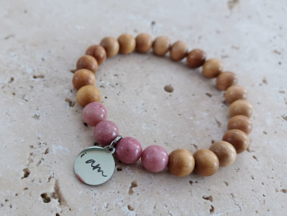 Armband I AM  – Vertrauen | Sandelholz &amp; Rhodonit