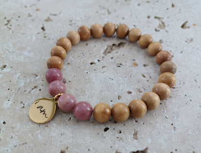 Armband I AM  – Vertrauen | Sandelholz &amp; Rhodonit