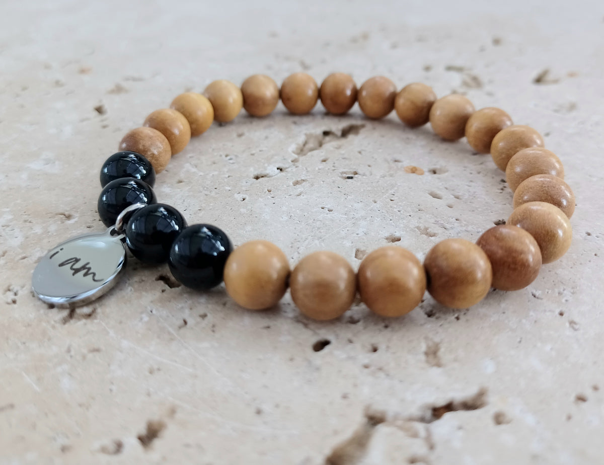 Armband I AM - Schutz | Sandelholz &amp; schwarzer Turmalin
