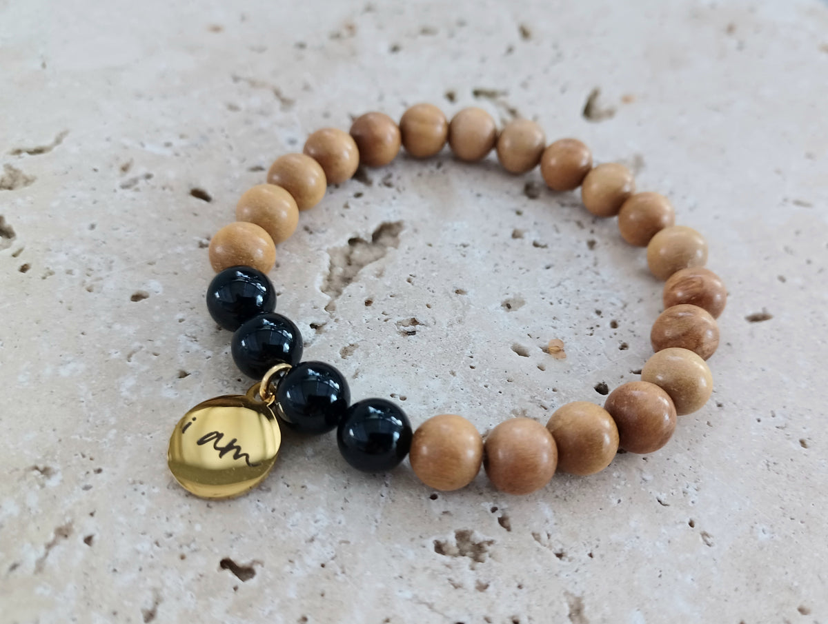 Armband I AM - Schutz | Sandelholz &amp; schwarzer Turmalin