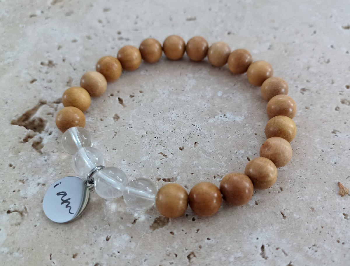 Armband I AM – Klarheit | Sandelholz &amp; Bergkristall