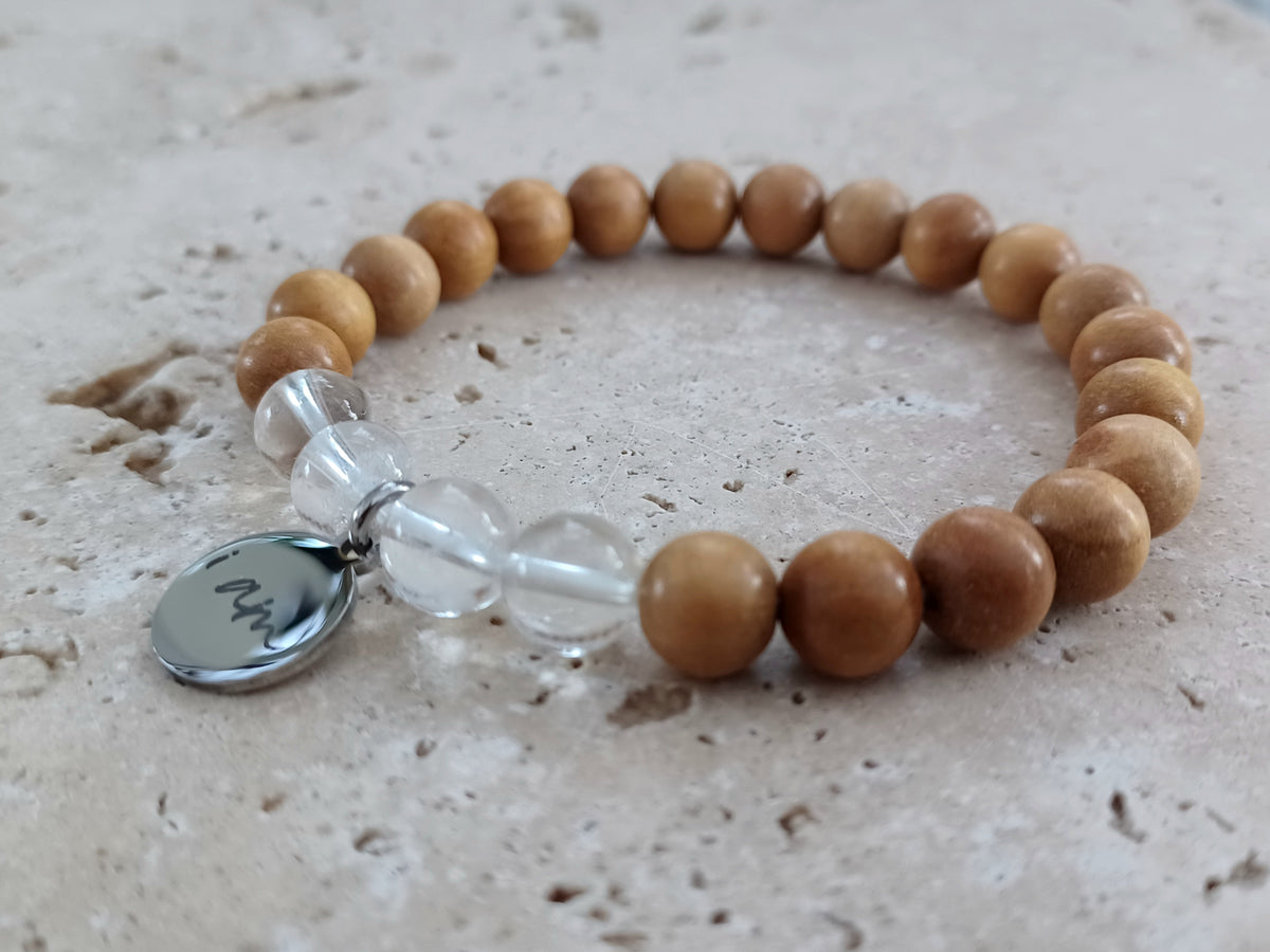 Armband I AM – Klarheit | Sandelholz &amp; Bergkristall