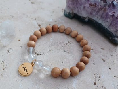 Armband I AM – Klarheit | Sandelholz &amp; Bergkristall