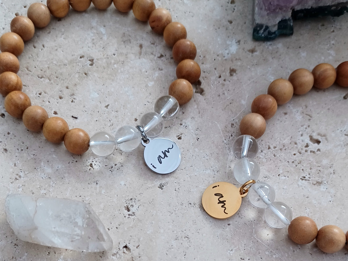 Armband I AM – Klarheit | Sandelholz &amp; Bergkristall