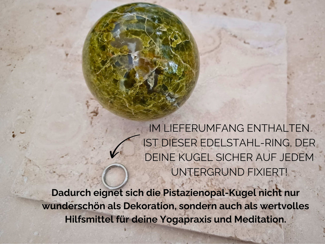 Pistazien-Opal Kugel - Entwicklung und Mut