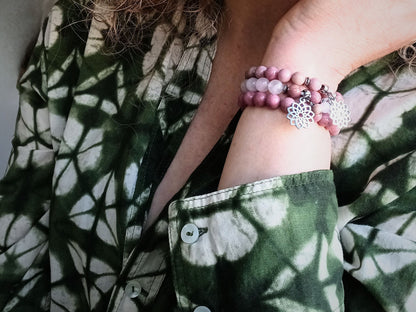Armband Lotusblume (Rhodonit)