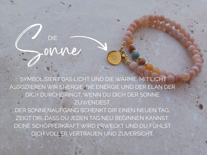 Kette Sonne Mondstein Aventurin Verst.-Holz Türkis)